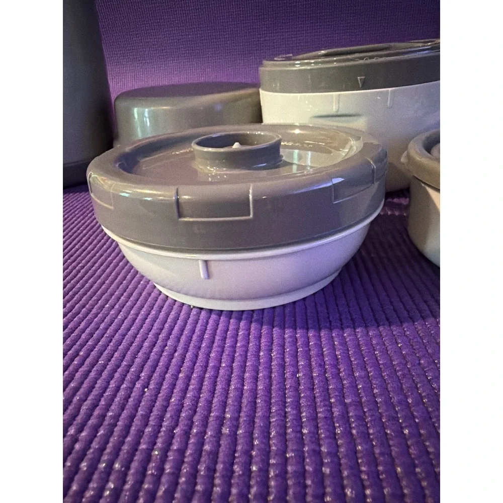 Zojirushi Vacuum Insulated Lunch Jar Bento Set Gray White Thermal Food Container